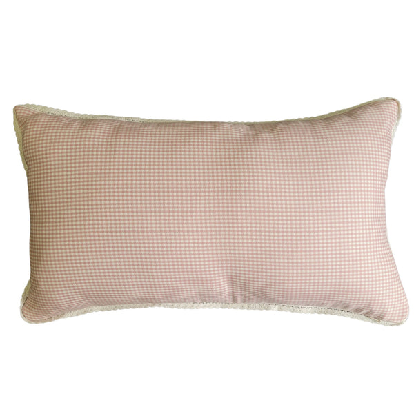 Pink Gingham Lumbar Cushion Cover | 30×50 cm