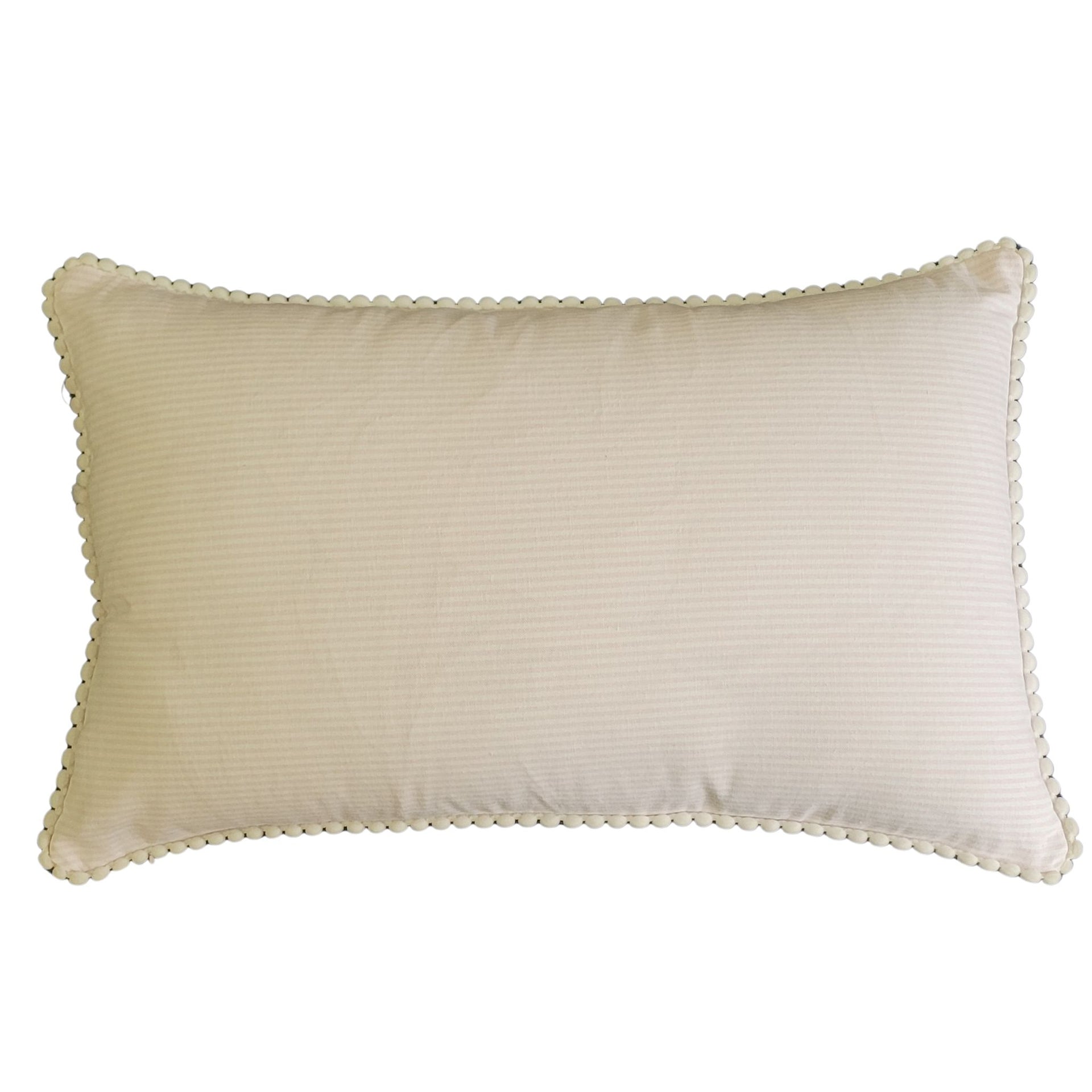 Lumbar Cushion Cover - Pink Pom-Pom Pinstripe