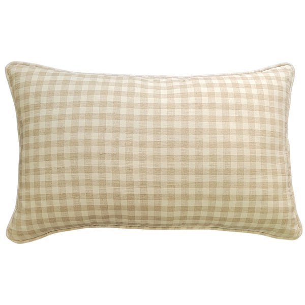Sandstone Check Lumbar Cushion Cover | 30x50 cm