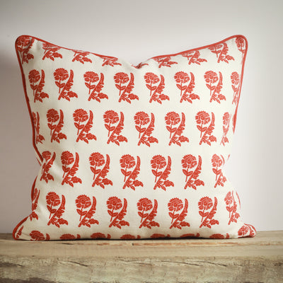 Red Reverse Carnation Decorative Cushion Cover | 50cm x 50cm