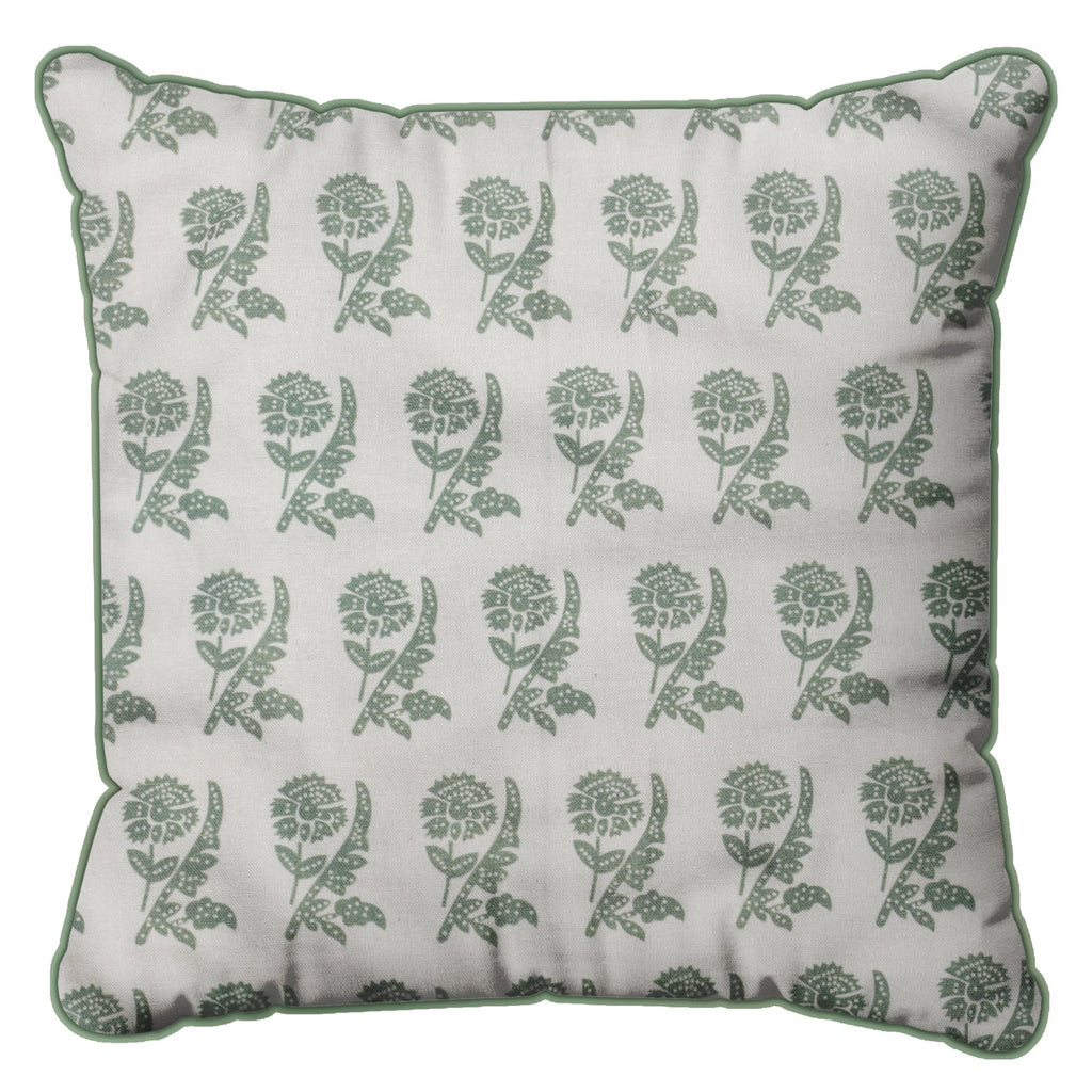 Green Reverse Carnation Decorative Cushion Cover | 50cm x 50cm