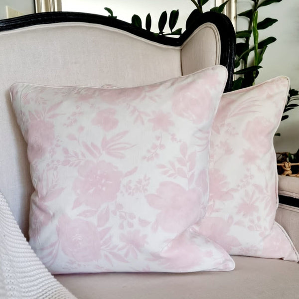 Floral Whisper Pink Cushion Cover 50x50 cm | Cotton-linen Blend