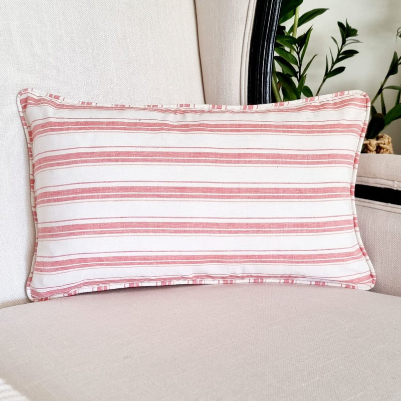 Rosy Pin Lines Lumbar Cushion Cover with insert