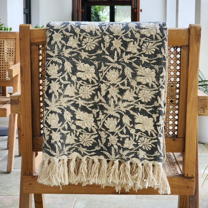 Jaisalmer Grey Hand-Block Printed Throw