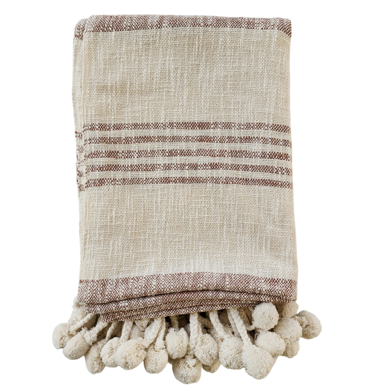 Ivory Pompom Handloom Throw