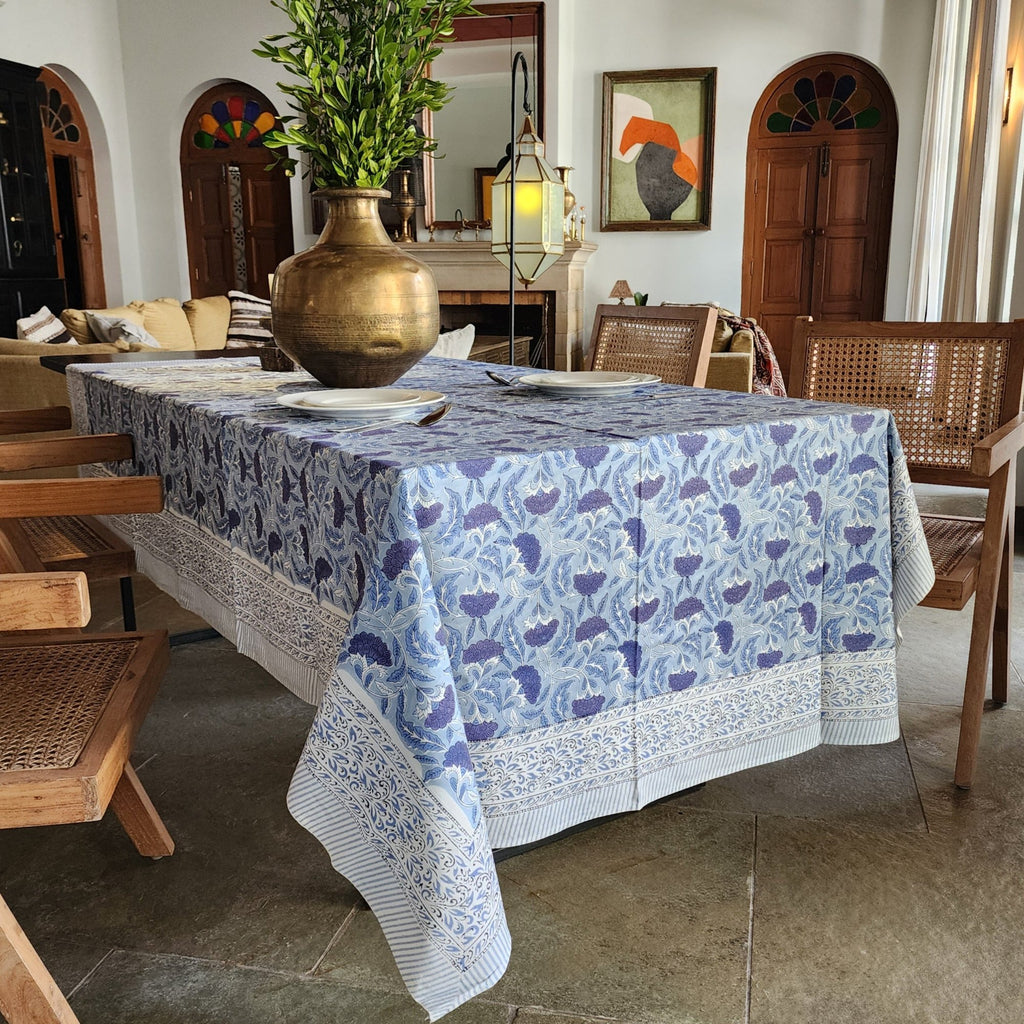 Jodhpur Blue Block Printed Tablecloth