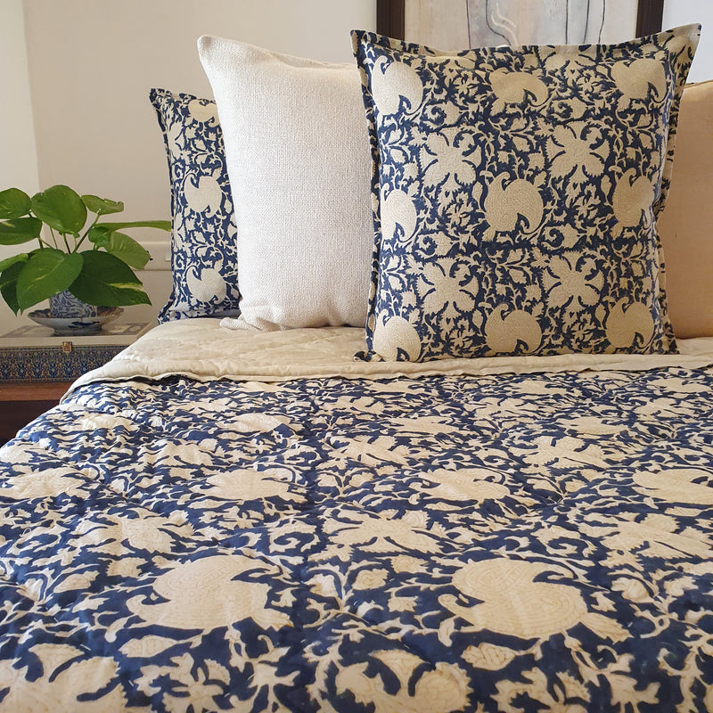 Indigo Jaal Quilted Bedspread (Limited Edition) | 240cm x 260cm