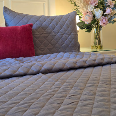 Shadow Diamond Stitched Bedspread Set 240x260 cm – 100% Cotton