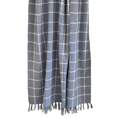 Maison Blue Checkered Throw Rug | 120x170cm Blue Handloom Blanket