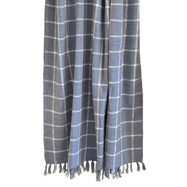 Maison Blue Checkered Throw Rug | 120x170cm Blue Handloom Blanket
