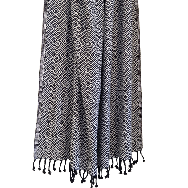 Black and White Geometrical Throw Rug | 120x170cm Throw Blanket