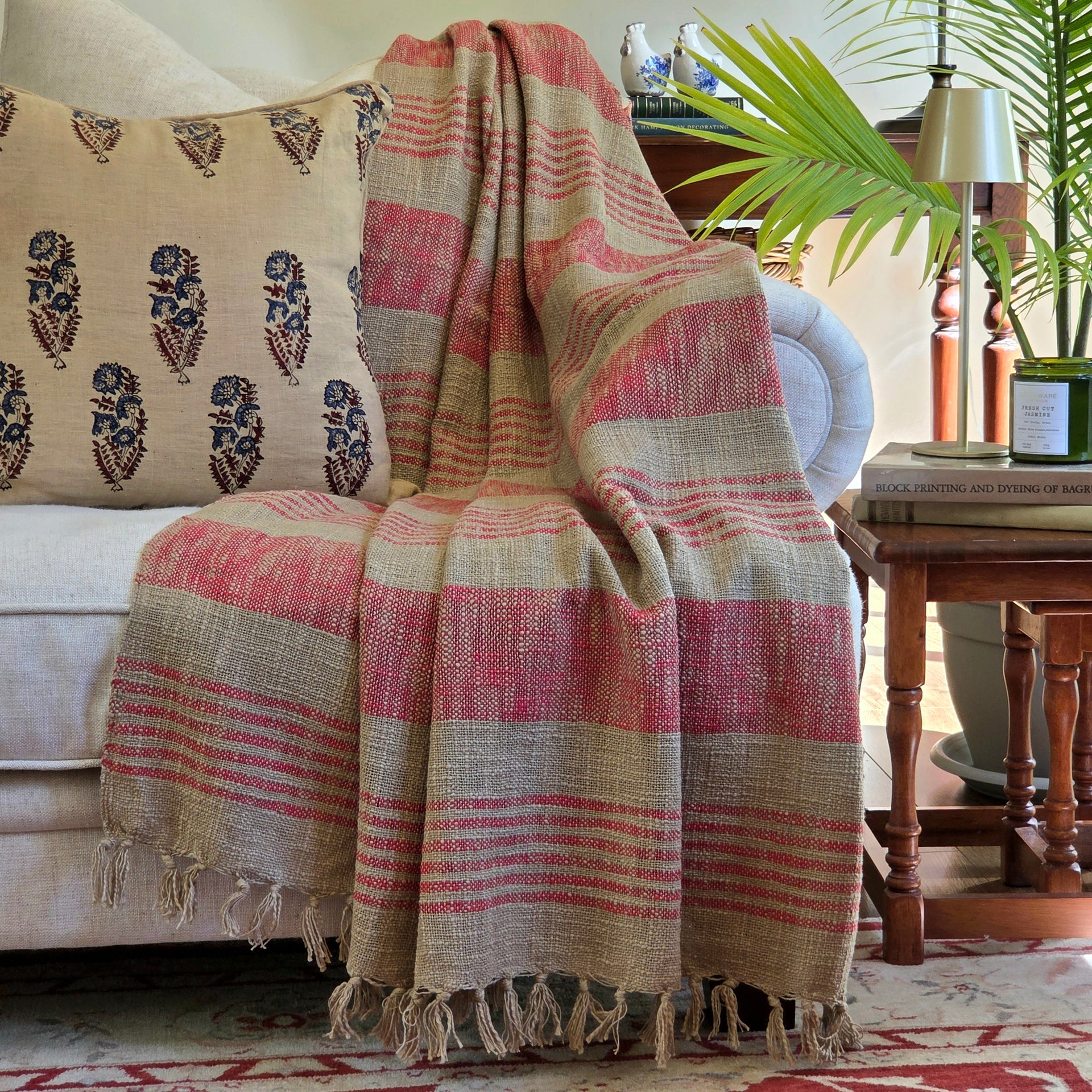 Grain Sack Rose Throw | 120x170cm Handloom Blanket