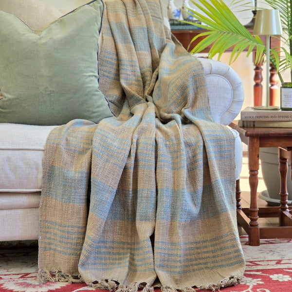Grain Sack Blue Throw | 120x170cm Handloom Blanket