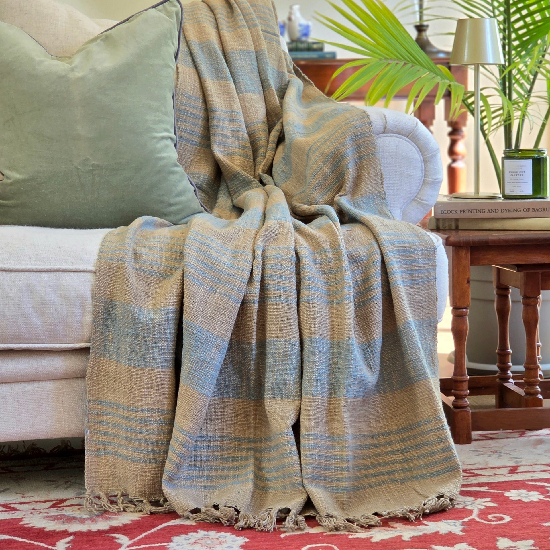 Grain Sack Blue Throw | 120x170cm Handloom Blanket