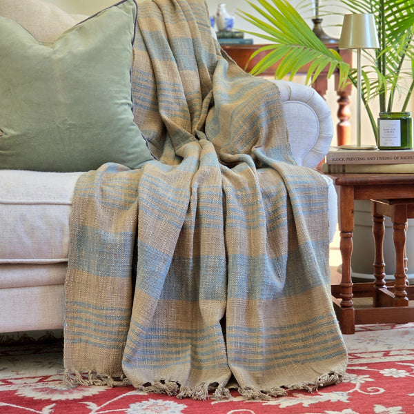 Grain Sack Blue Throw | 120x170cm Handloom Blanket