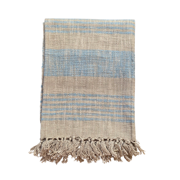 Grain Sack Blue Throw | 120x170cm Handloom Blanket