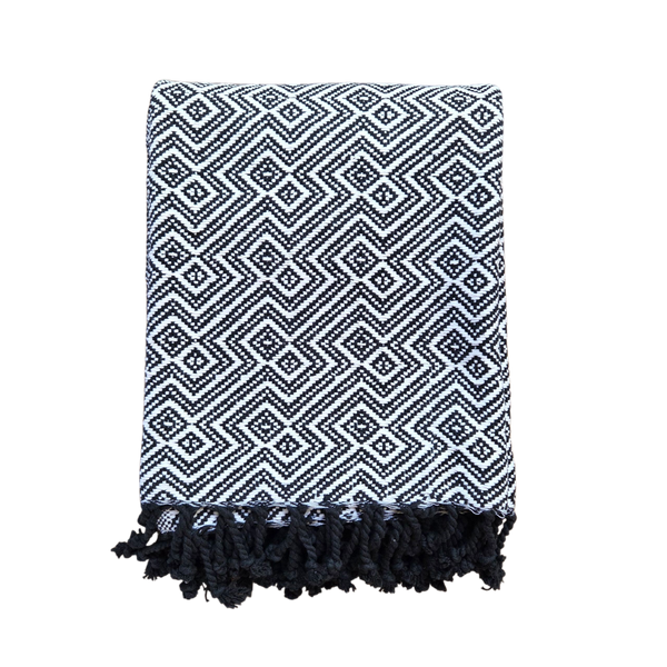 Black and White Geometrical Throw Rug | 120x170cm Throw Blanket