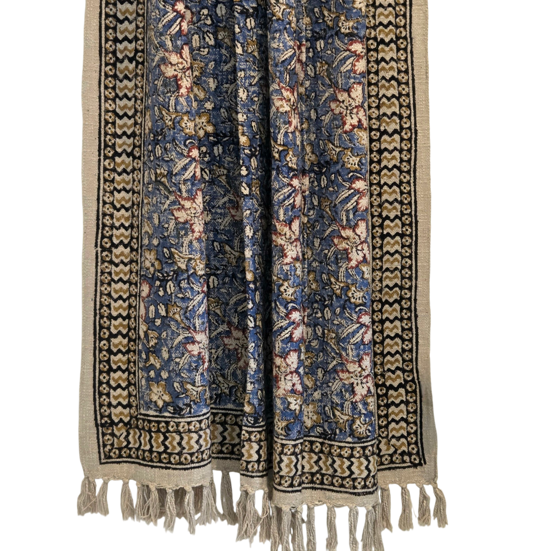 Indigo Botanica Throw Rug | 120x170cm Blue Handloom Blanket