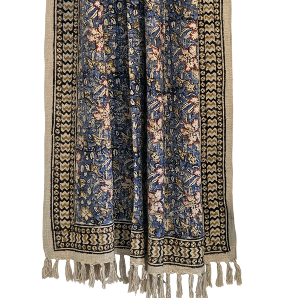 Indigo Botanica Throw Rug | 120x170cm Blue Handloom Blanket