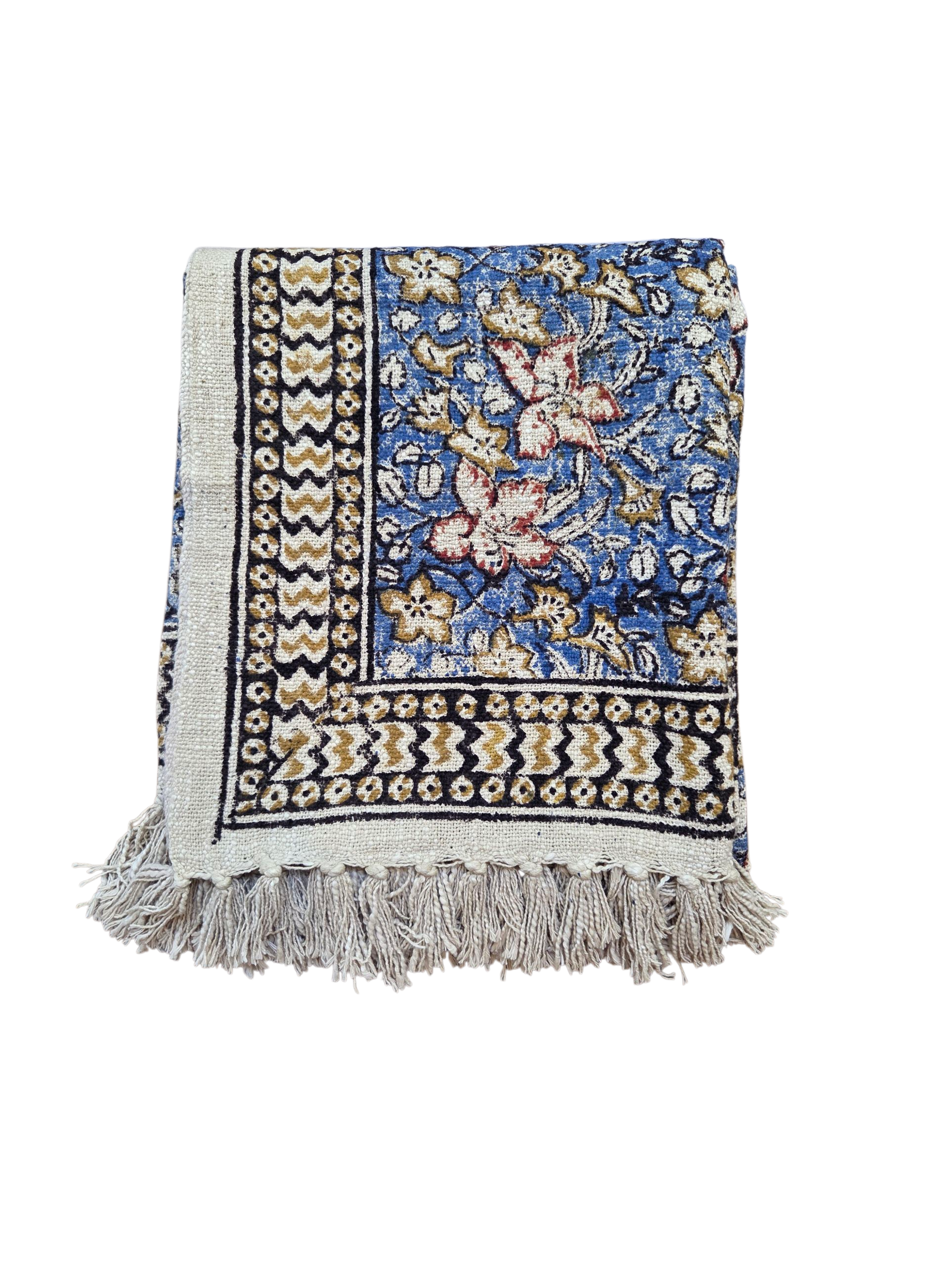 Indigo Botanica Throw Rug | 120x170cm Blue Handloom Blanket