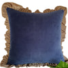 Blue Serenity Velvet Ruffle Cushion Cover | 60cm x 60cm