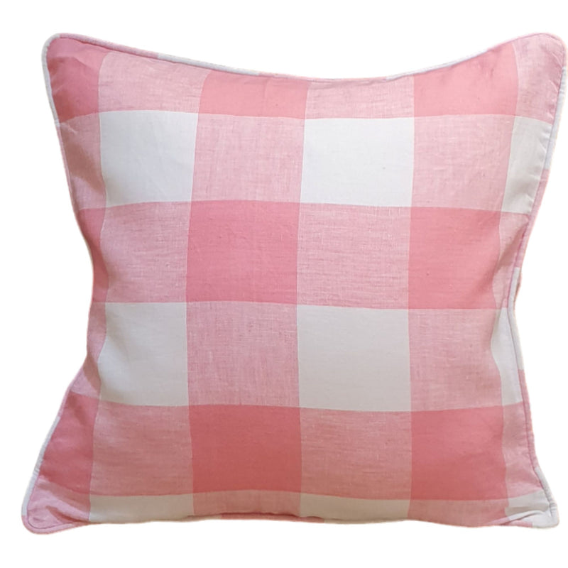Country Pink Checkered Cushion Cover