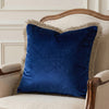 Sapphire Velvet Fringe - Cushion Cover
