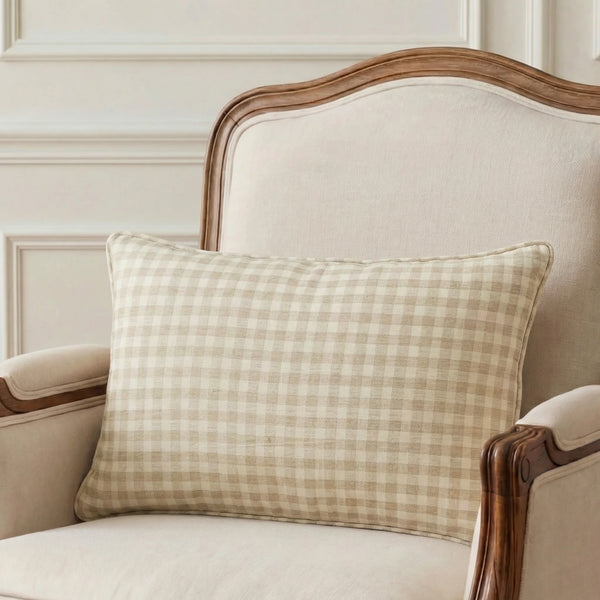 Sandstone Check Lumbar Cushion Cover | 30x50 cm