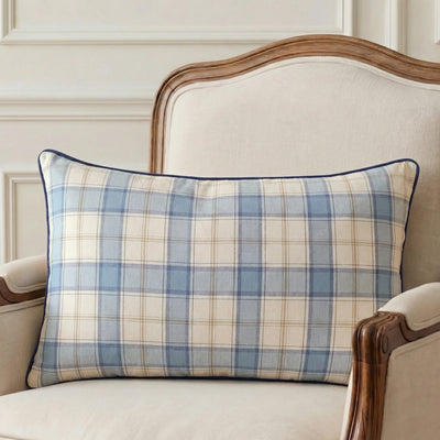 Coastal Check Lumbar Cushion Cover | 30×50 cm
