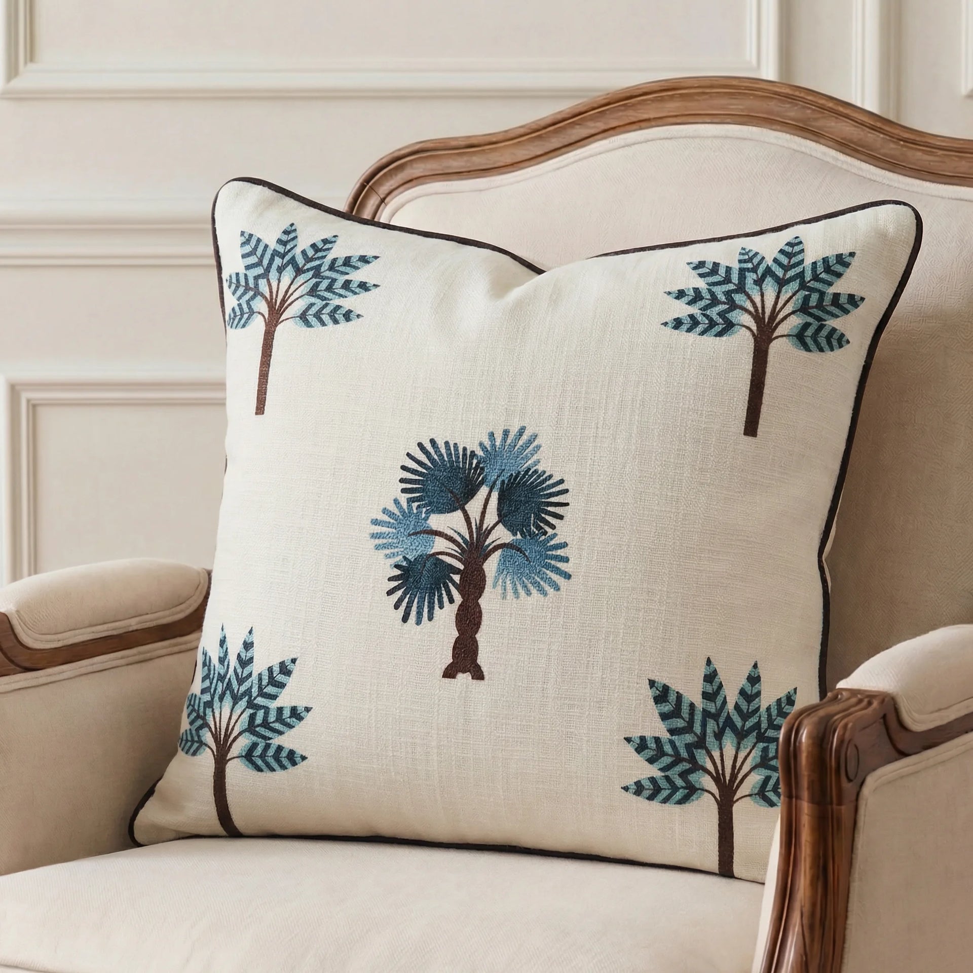 White Palm Decorative Cushion Cover | 50cm x 50cm