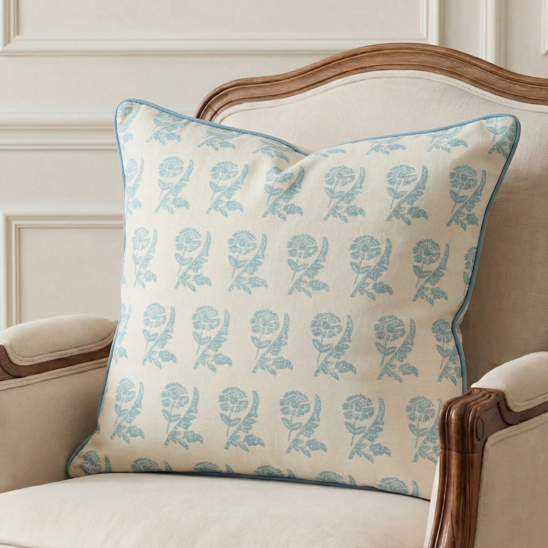 Blue Reverse Carnation Decorative Cushion Cover | 50cm x 50cm