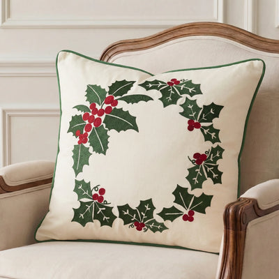 Floral Wreath - Embroidered Cushion Cover | 45x45 cm