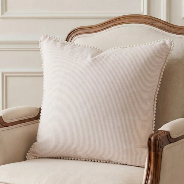 Pink Pom-Pom Pinstripe - Cushion Cover