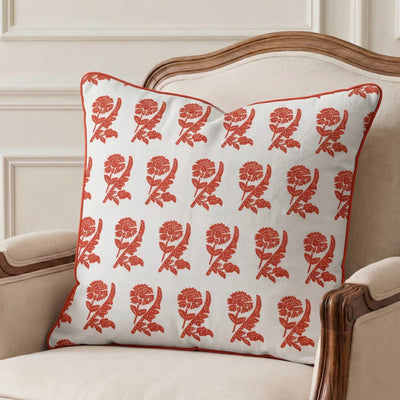 Red Reverse Carnation Decorative Cushion Cover | 50cm x 50cm
