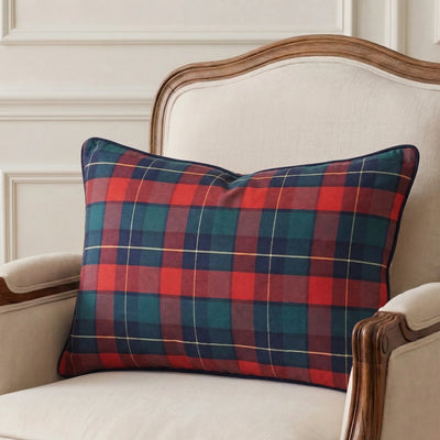 Lumbar Cushion Cover - Red Polo Checks