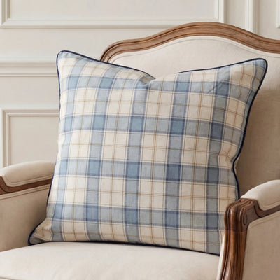 Coastal Check Cushion Cover | blue check cushion cover 50×50 cm 100 % Cotton