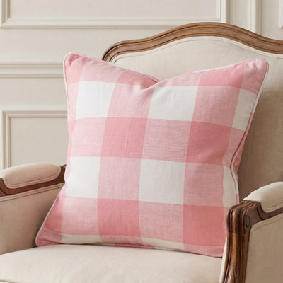 Country Pink Checkered Cushion Cover | 40cm x40 cm