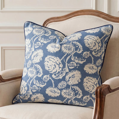 Farmhouse Blue Quilted Cushion Cover | 50cm x 50cm