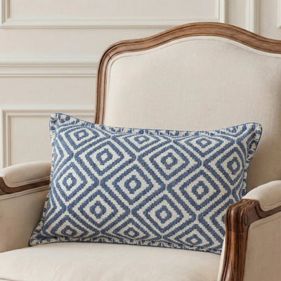 Sky Diamond Navy Lumbar Cushion Cover | 30x50 cm