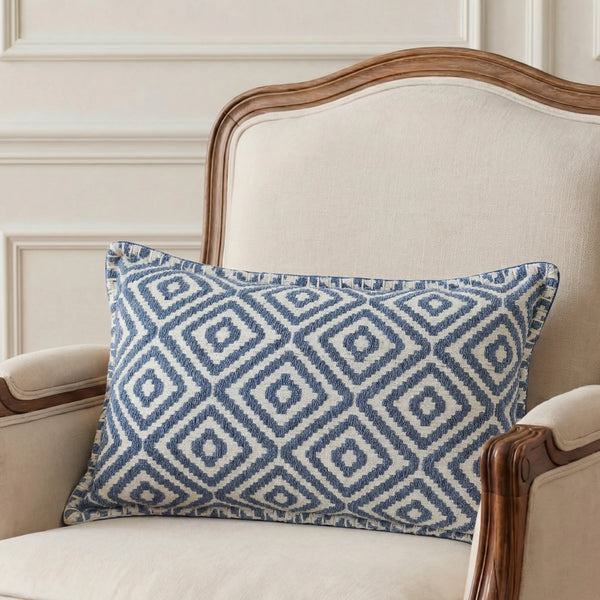 Sky Diamond Navy Lumbar Cushion Cover | 30x50 cm