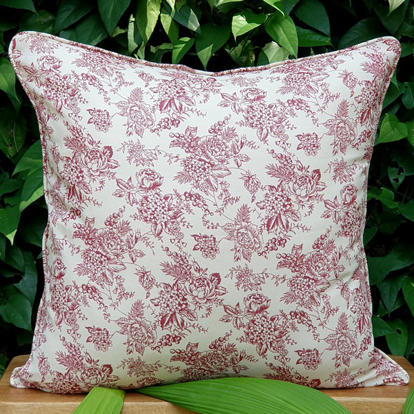 French Toile Ruby Cushion Cover | 60cm x 60cm