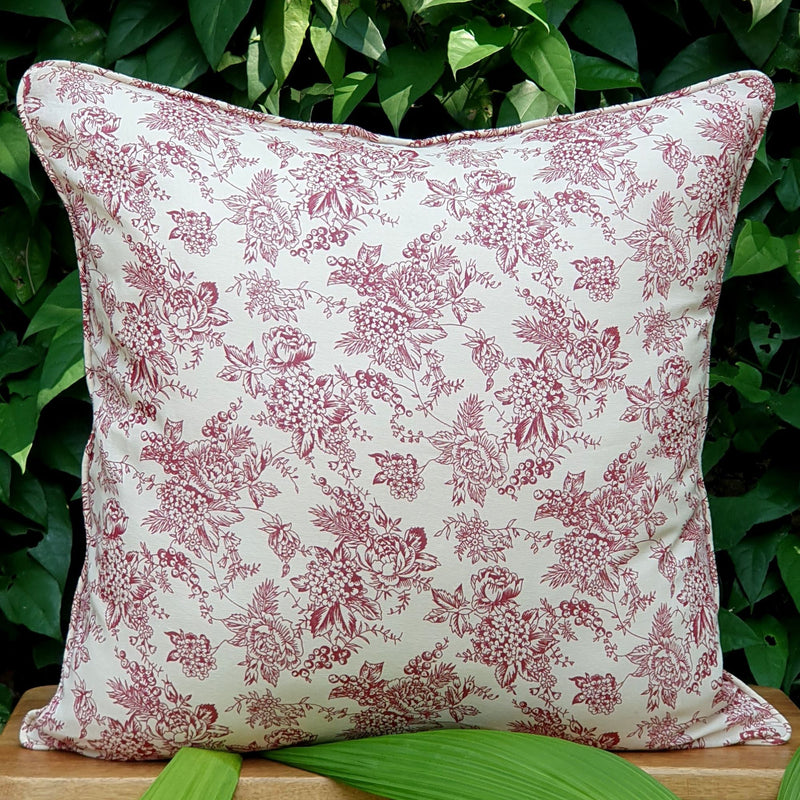 French Toile Ruby Cushion Cover