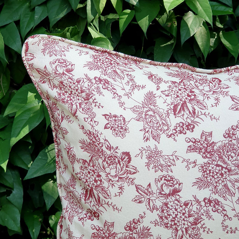 French Toile Ruby Cushion Cover