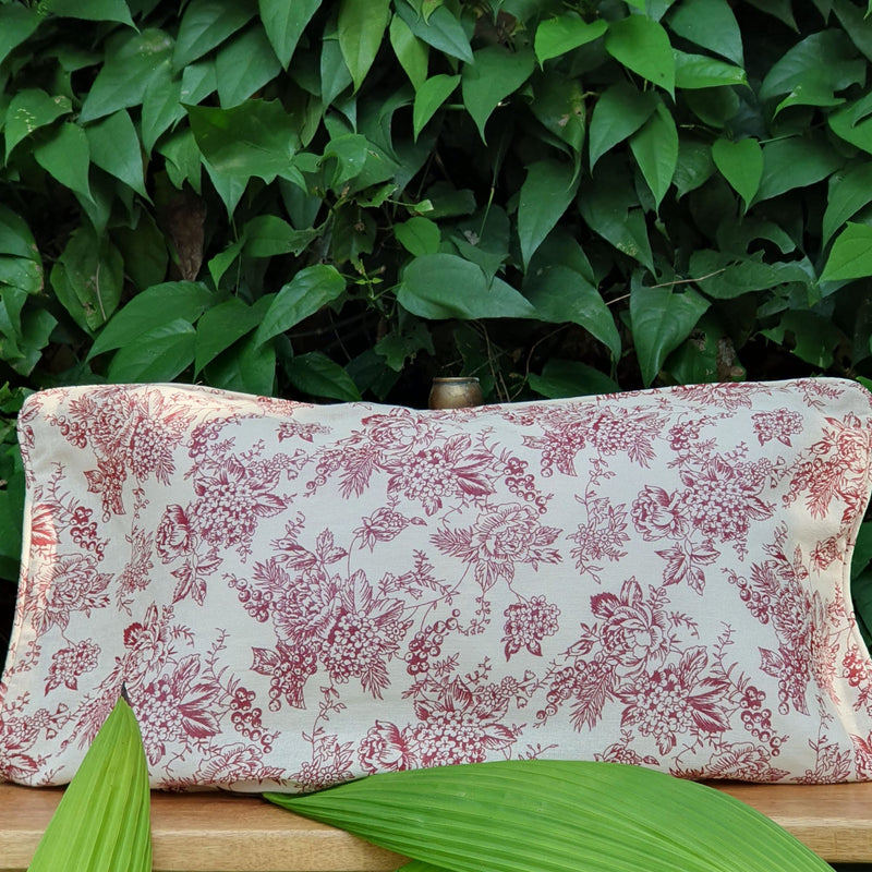 French Toile Ruby Lumbar Cushion Cover with insert