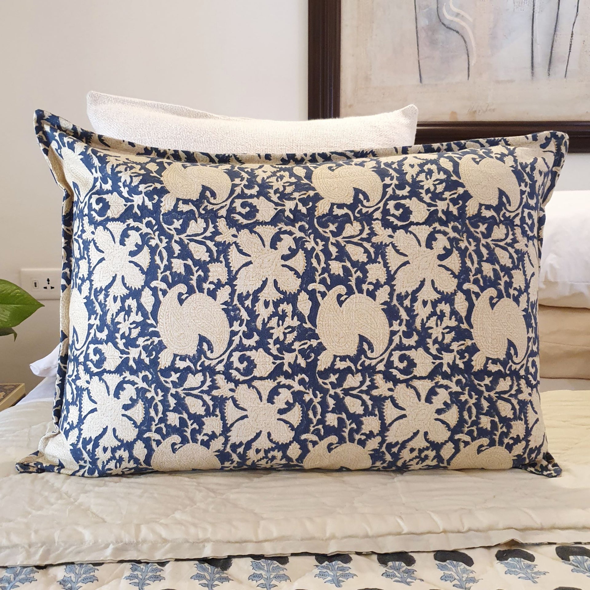Indigo Jal Organic Cotton Zippered Pillowcase | 48cm x 73cm