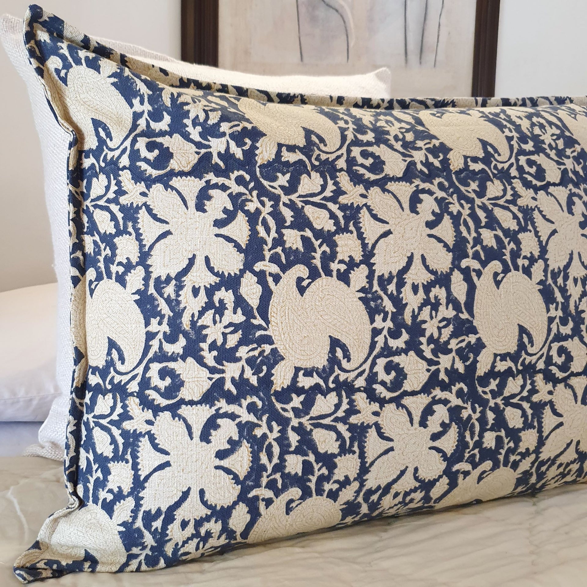 Indigo Jal Organic Cotton Zippered Pillowcase | 48cm x 73cm