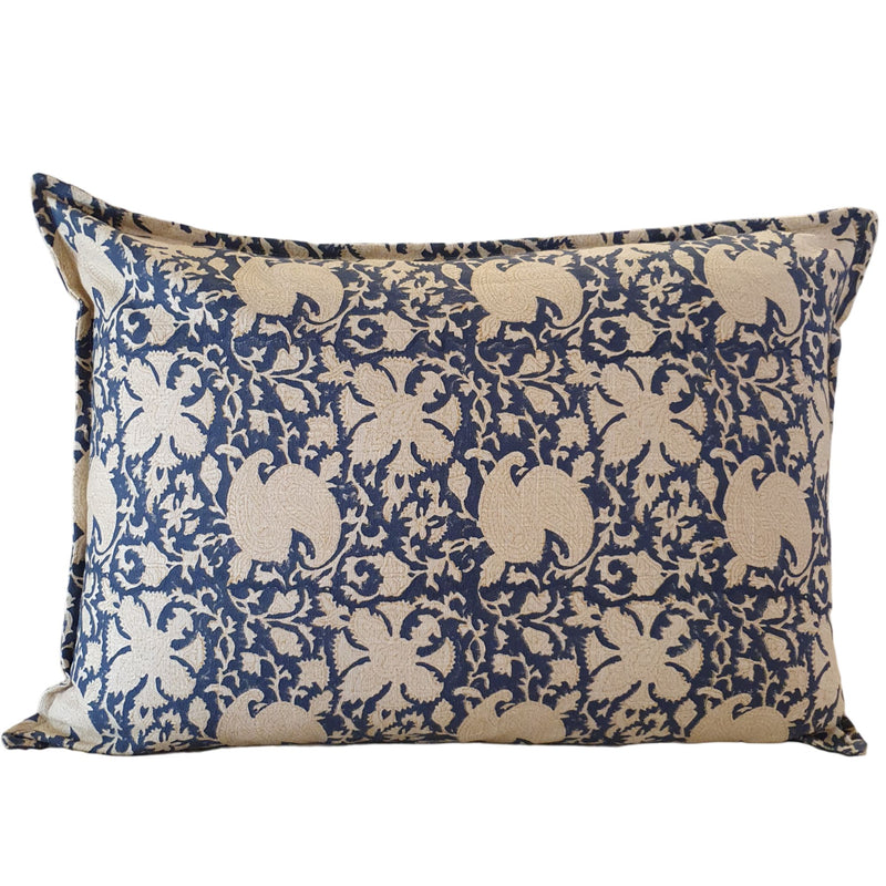 Indigo Jaal Lumbar Cushion with insert | 40cm x 60cm