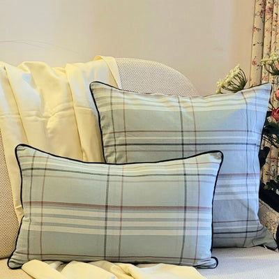 Lumbar Cushion Cover - Ash Green Check