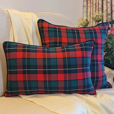Lumbar Cushion Cover - Red Polo Checks
