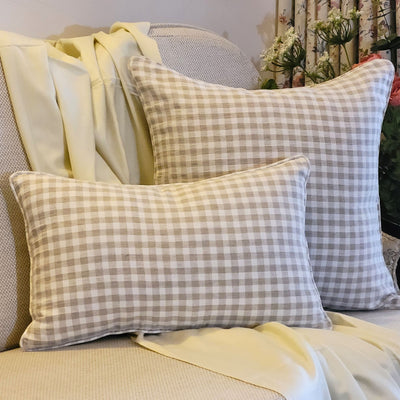 Lumbar Cushion Cover - Sandstone Check